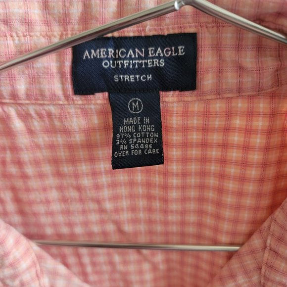 American Eagle Outfitters Stretch Checkered Cotton Buttoned Short Sleeve Blouse - Picture 3 of 3